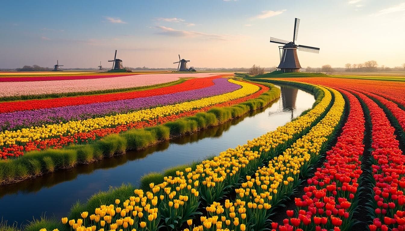 Découvrez les meilleurs endroits pour admirer les magnifiques champs de tulipes aux Pays-Bas et apprenez quand visiter pour profiter pleinement de cette explosion de couleurs printanières.